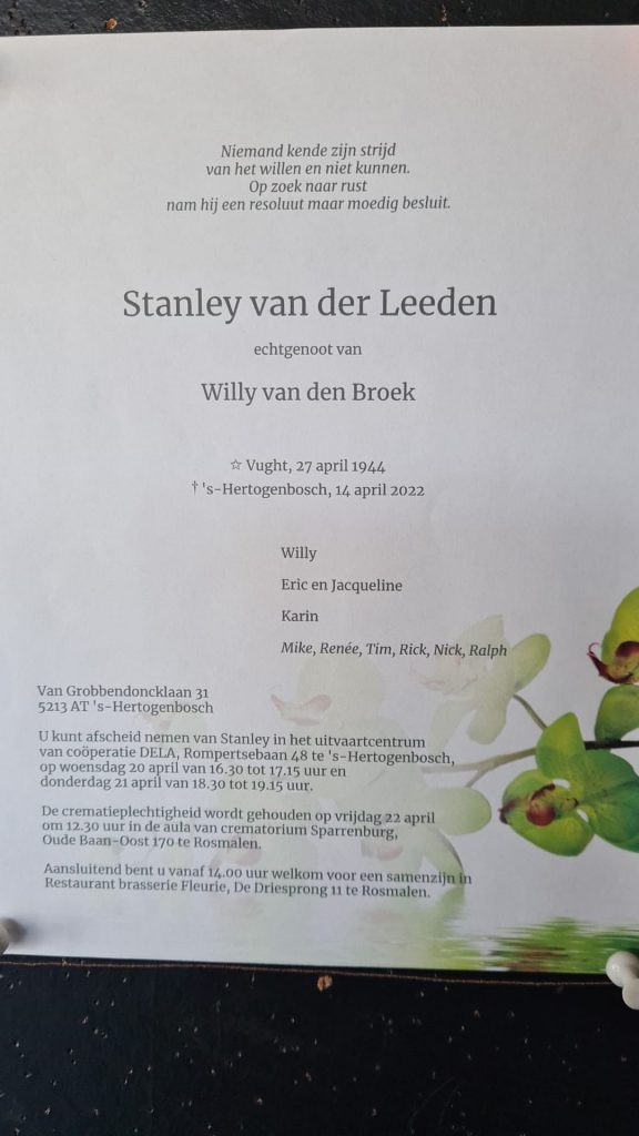 Overlijden, Stan van der Leeden